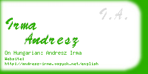 irma andresz business card